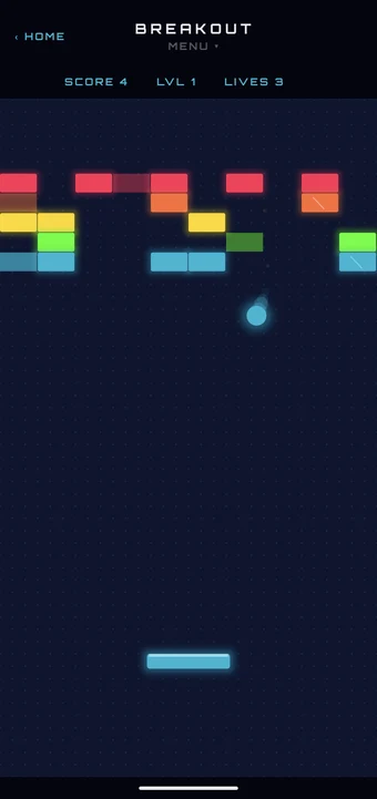 Breakout gameplay screen