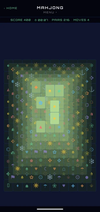 Mahjong gameplay screen